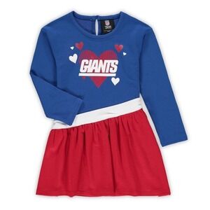 NFL Team Apparel New York Giants Baby All Hearts Jersey Long Sleeve Dress 12M